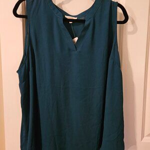 NWT Maurices Sleeveless Blouse Lightweight Dark Green